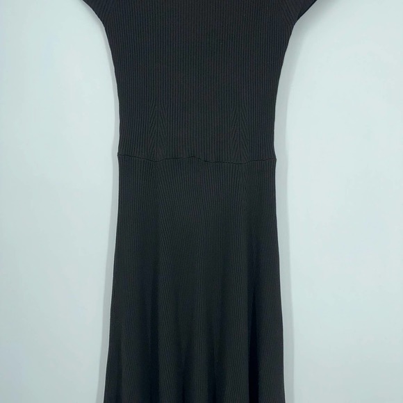 ZARA Fit & Flare Midi Dress Short Sleeve Rib Knit Maxi - Picture 5 of 12